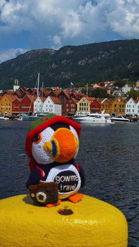 Bergen city center, Western Norway — Scenic viewpoint offering panoramic views of Bergen's iconic colorful harbor and surrounding mountains.